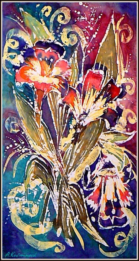 kytica-maľba na hodváb